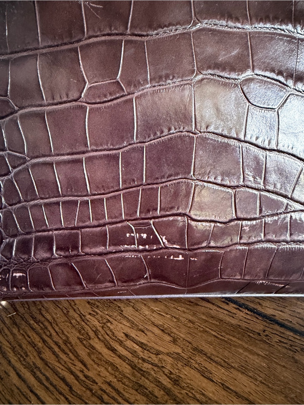 Michael Kors Kellen Crocodile Embossed Leather Satchel Crossbody Brown - Picture 7 of 14